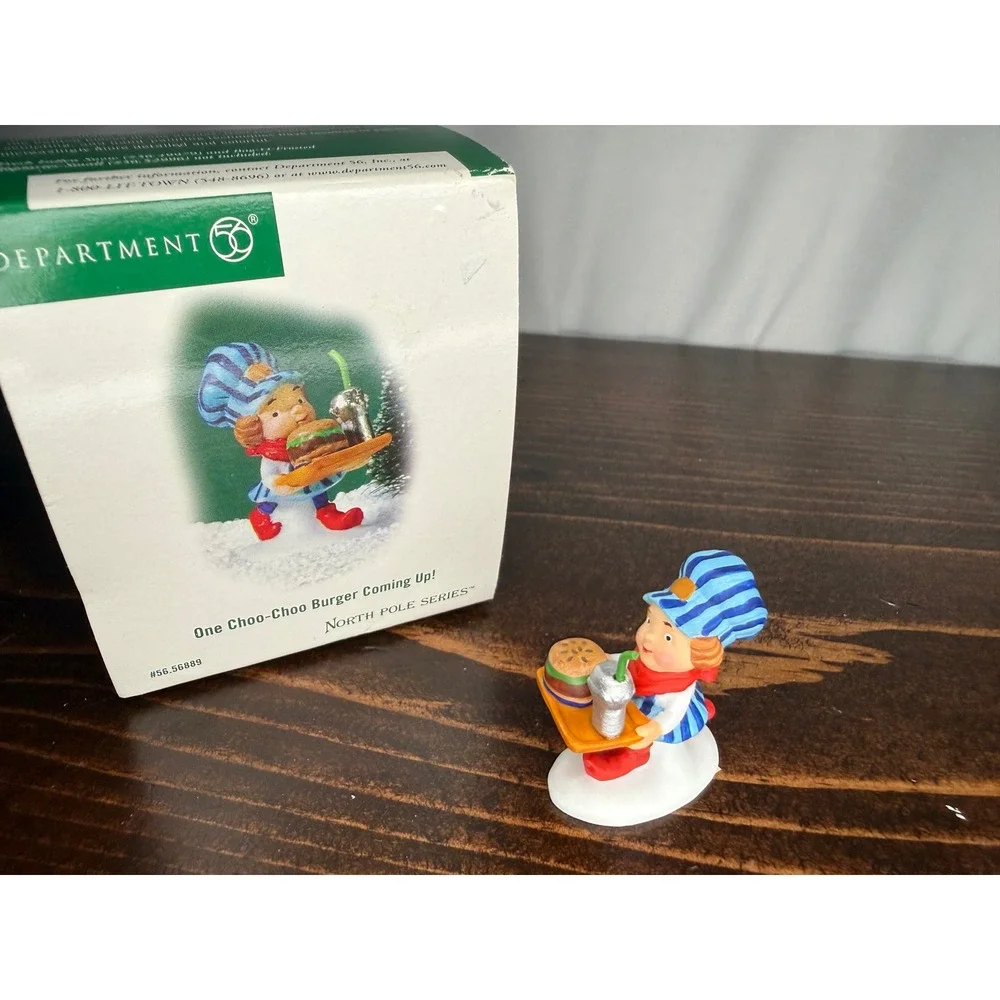 Dept 56‎ North Pole One Choo-Choo Burger Coming Up! Elf Figurine 56.56889